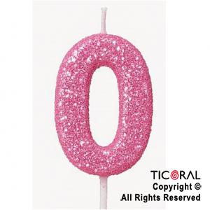 VELA NUMERAL CHICO 5.5 CM CON GIBRE ROSA NUMERO 0 x 1